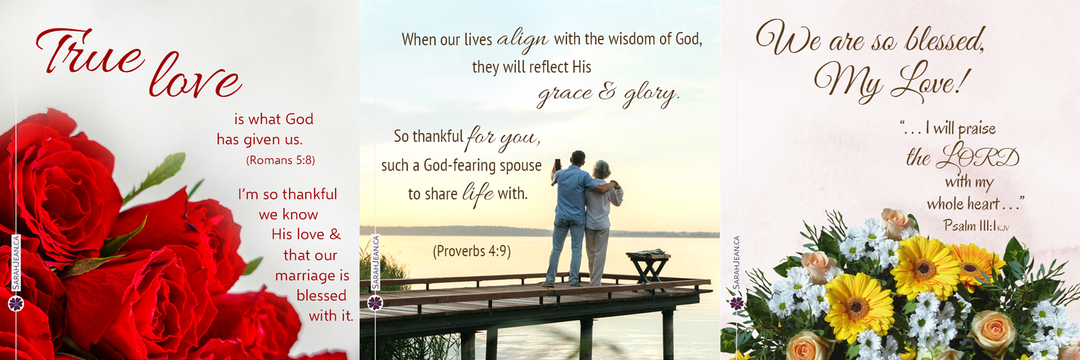 At Valentine's Day or any day, give loving encouragement and affirmation through free love note ecards, images of red roses, couple standing on a dock and yellow and white flowers.