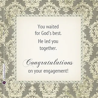 Free SarahJean Engagement eCard with a Christian message entitled 'God's Best'. Image of silver elegant frame.