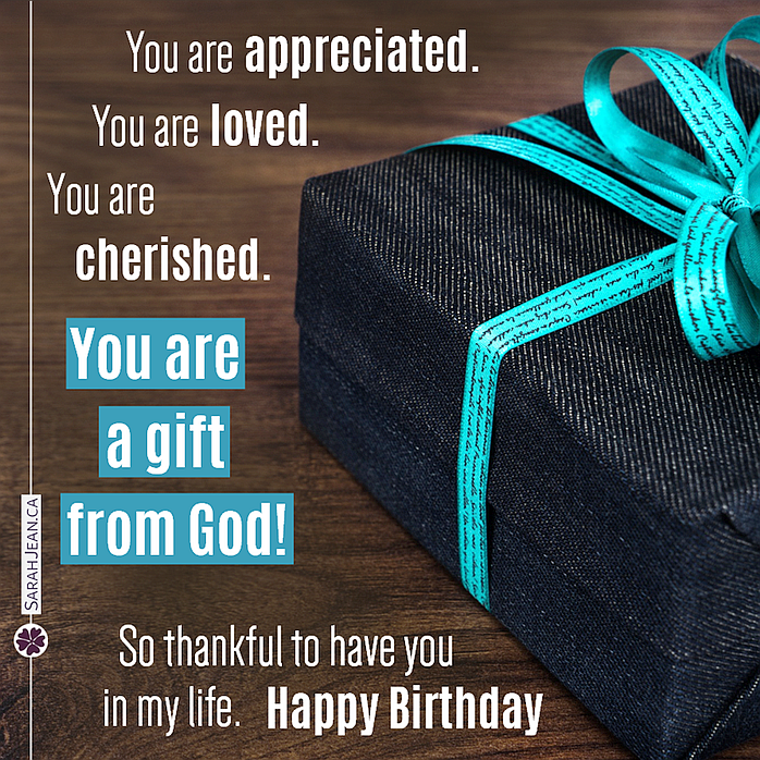 Birthday Special Occasions ecard with a gift sitting on a wooden table.