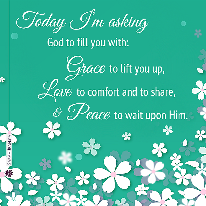 Prayer General Occasions eCard with illustration of cheery white flowers on turquoise background.