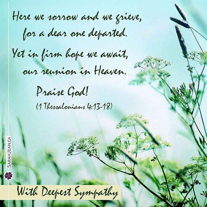 Free SarahJean Sympathy eCard with a Christian message entitled 'Reunion in Heaven'. Image of wild grass and flowers blowing in the wind.
