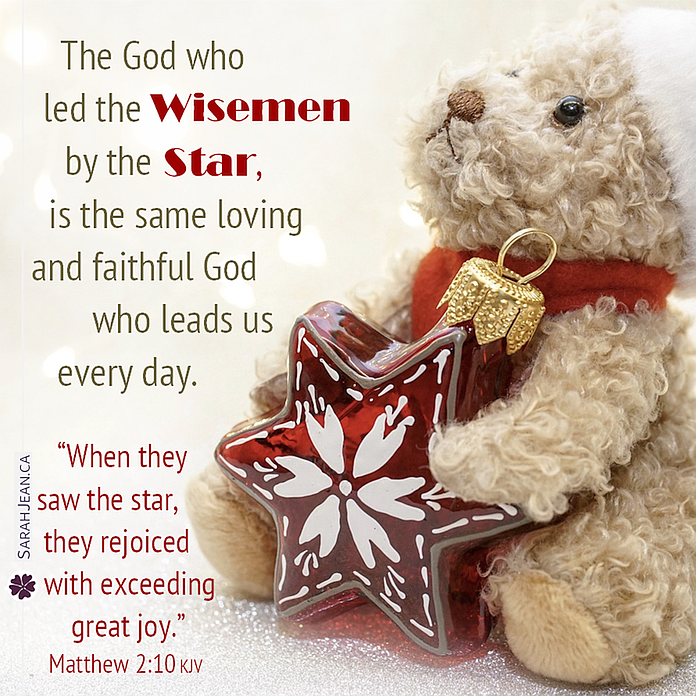 Christmas Seasonal eCard with a stuffed bear sitting holding a red star tree ornament.
