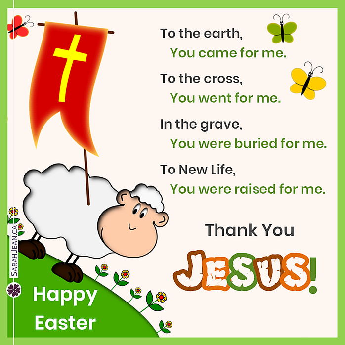 Easter Seasonal eCard with illustration of a sheep walking on a hillside with a Christian flag.
