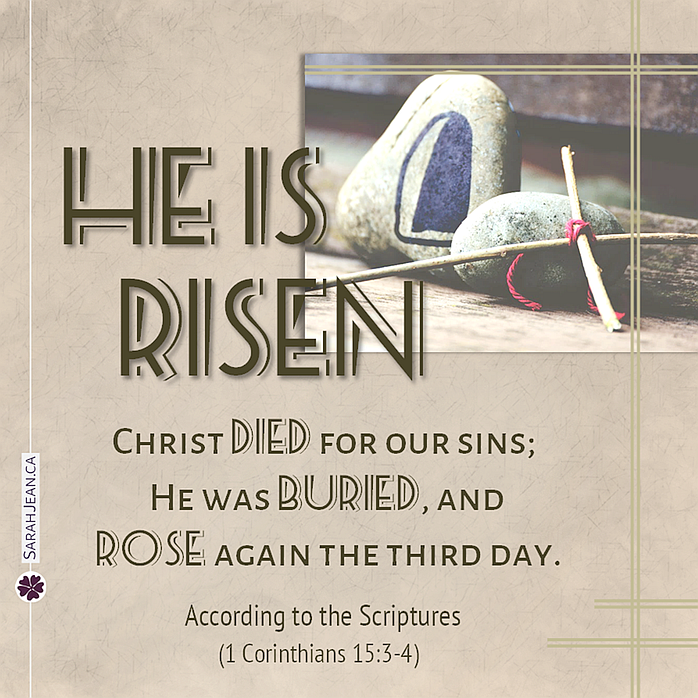 Free SarahJean Easter eCard with a Christian message entitled 'According to the Scriptures'. Image of Cross and Tomb.