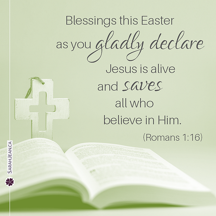 Free SarahJean Easter eCard with a Christian message entitled 'Gladly Declare'. Image of open Bible and cross.