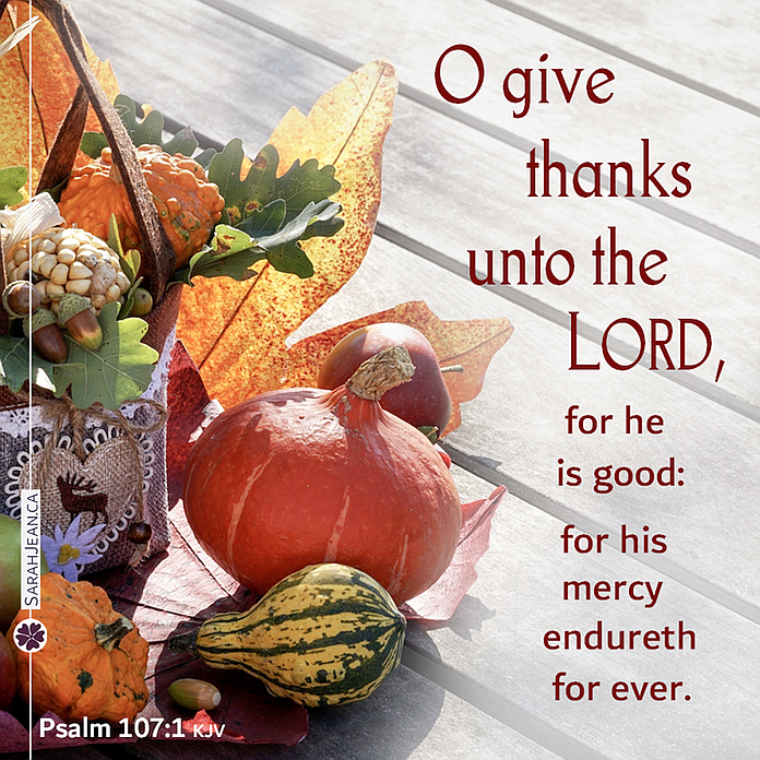Psalms and Proverbs Simply Scripture eCard with Thanksgiving display on a wooden deck.