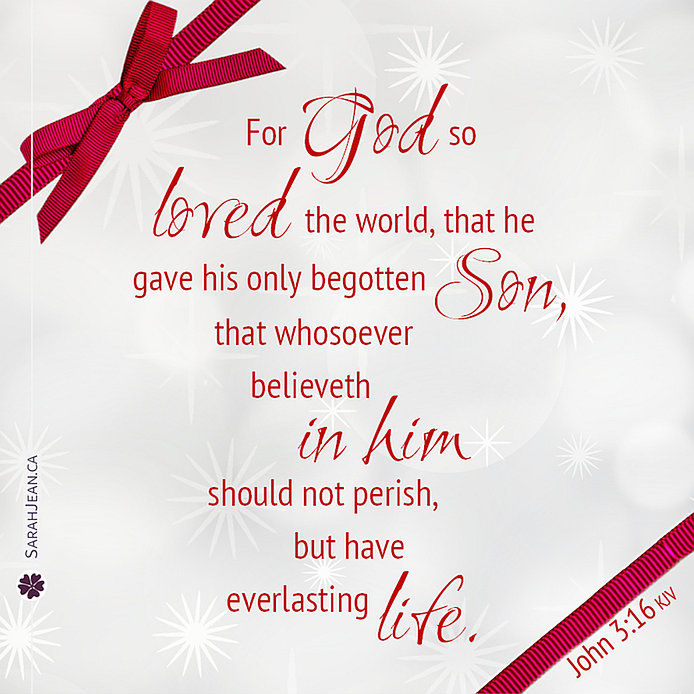 New Testament Simply Scripture eCard with the text of John 3:16 and gift ribbon.