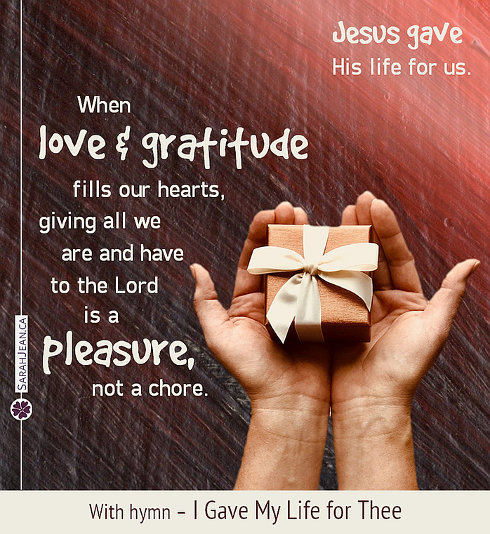 Free SarahJean Songs of the Soul eCard with a Christian message entitled 'Love and Gratitude'. Image of hands holding out a small gift in a box.